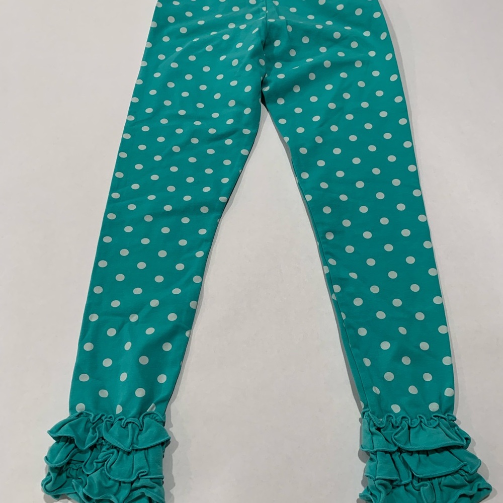 Matilda Jane pants, size 8. Mint green with white polka dots.